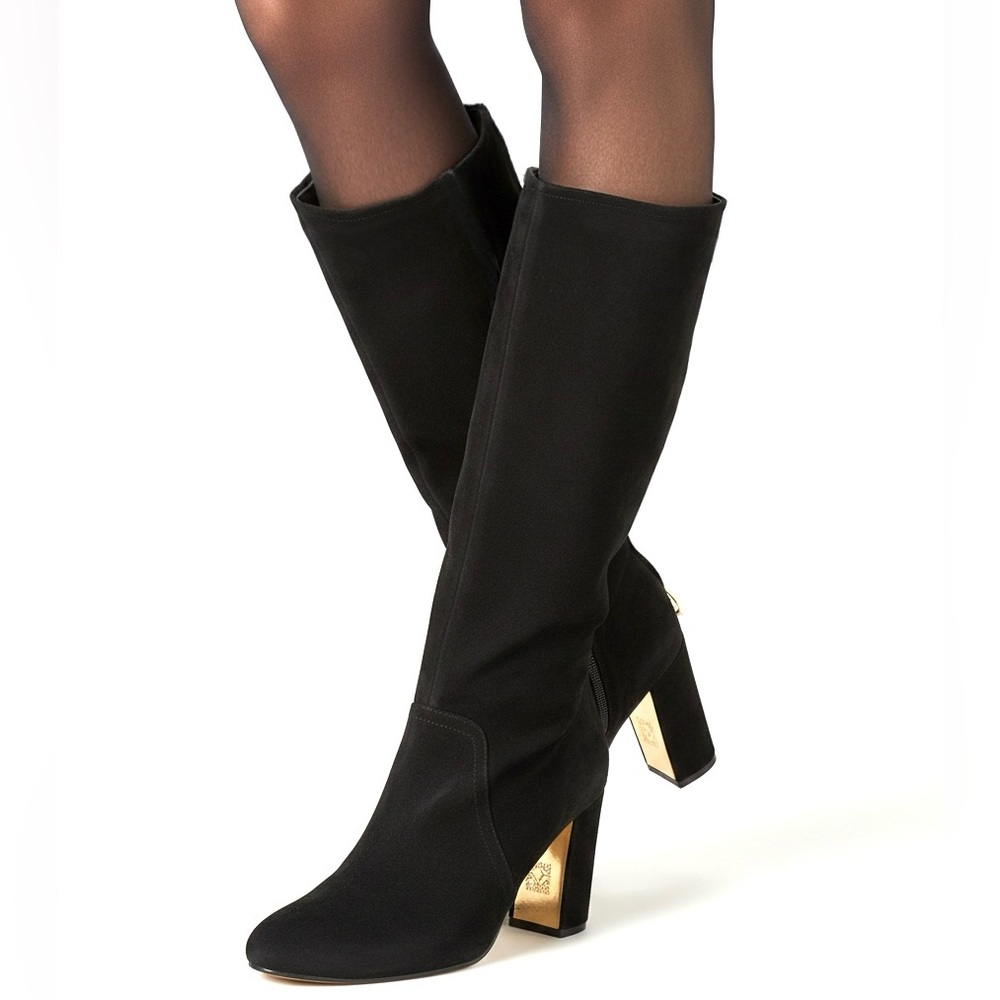 Anne Klein Akneta Black Suede Heeled Boots Size 7.5 Woman’s
